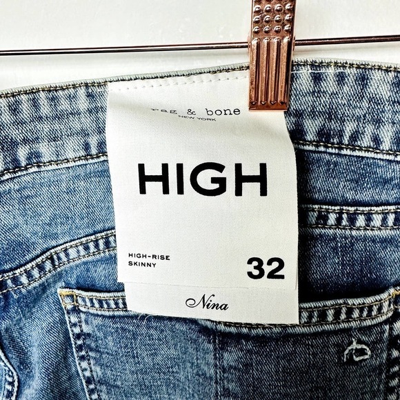 rag & bone NWT Nina High-Rise Button Fly Skinny Fit Denim Jeans Farrow Size 32 - Picture 9 of 10